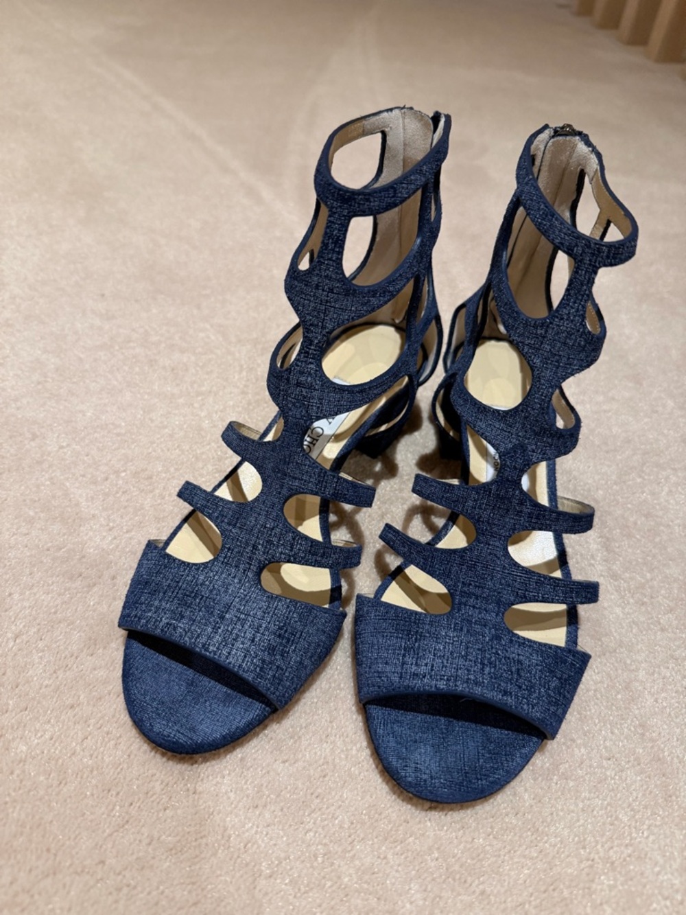 Jimmy Choo Denim Ren Caged Sandal NWOT